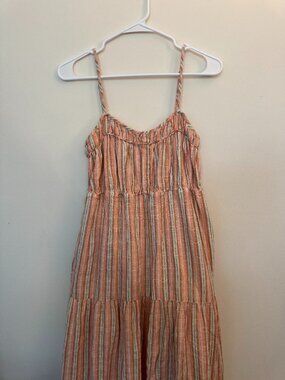 Women’s Aerie Striped Tiered Sleeveless Maxi Dress - Orange/Green